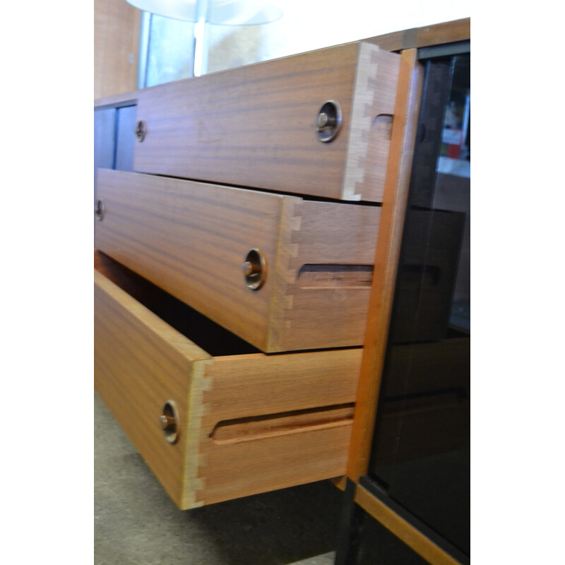 Vintage sideboard in plywood and glass, ARP - 1960s