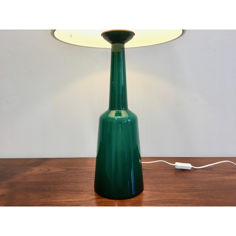 Grande lampe vintage en verre vert par Kastrup Holmegaard, Danemark - 1960