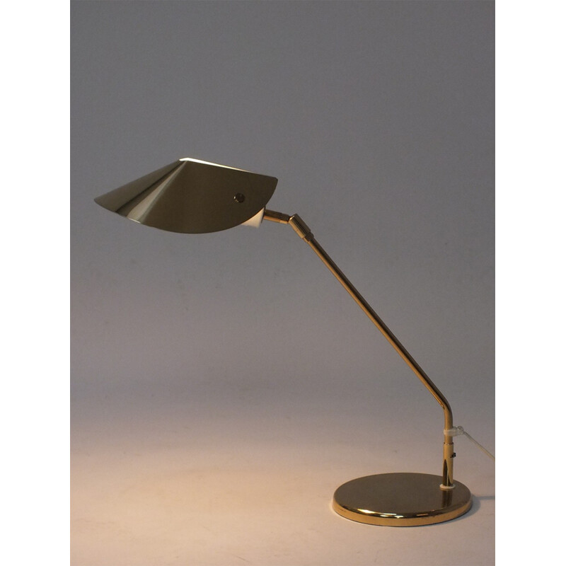 Lampe de bureau vintage scandinave en laiton par Aneta - 1980
