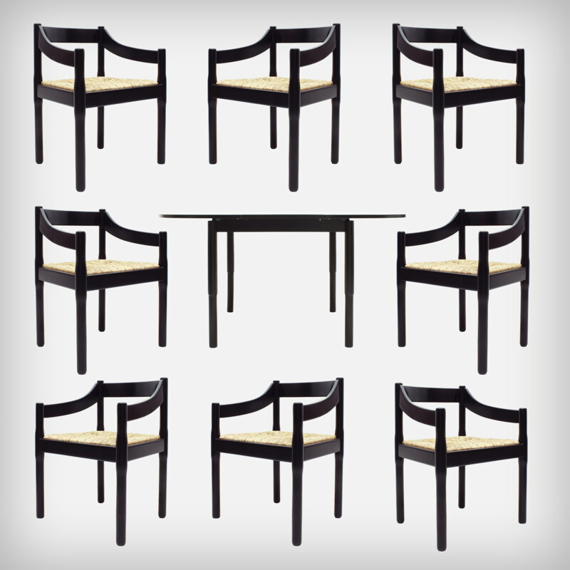 Set of Italian table and amrchairs "Carimate" by Vico Magistretti for Cassina - 1960s