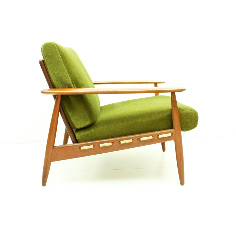 Danish Teak & Velvet Fabric Seating Group - 1960s