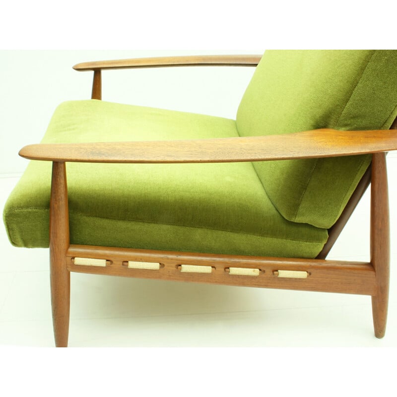 Danish Teak & Velvet Fabric Seating Group - 1960s
