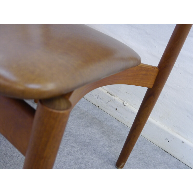 Set of 4 chairs in teak and leather, Finn JUHL - 1960s