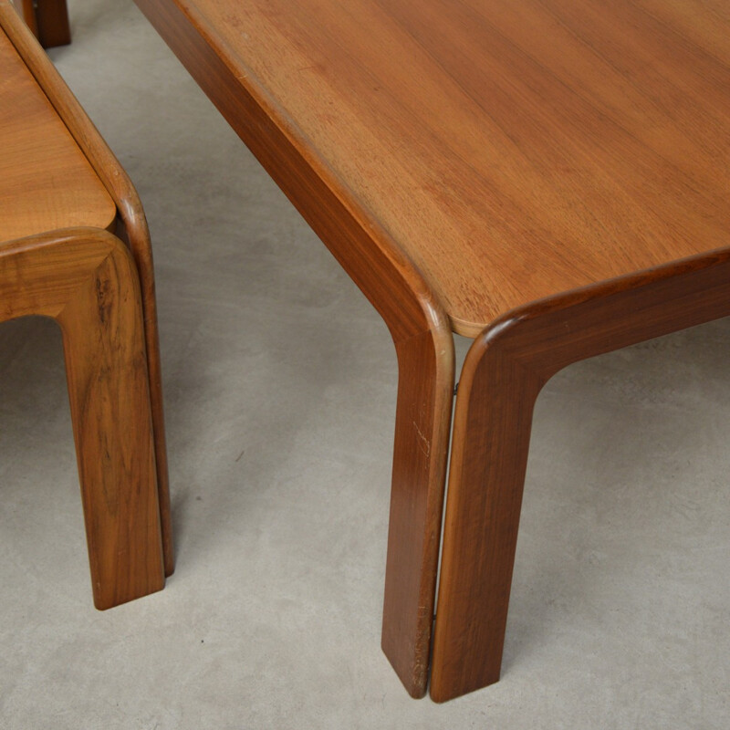 Ensemble de salon scandinave vintage en palissandre et cuir - 1970