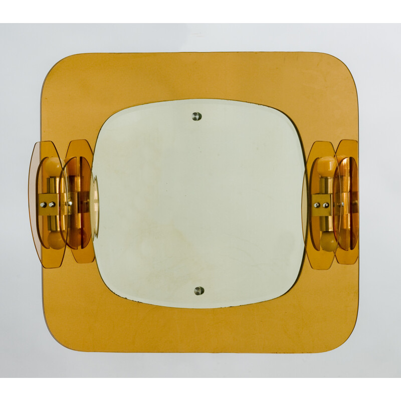 Miroir italien vintage avec des appliques par Mazzega - 1960