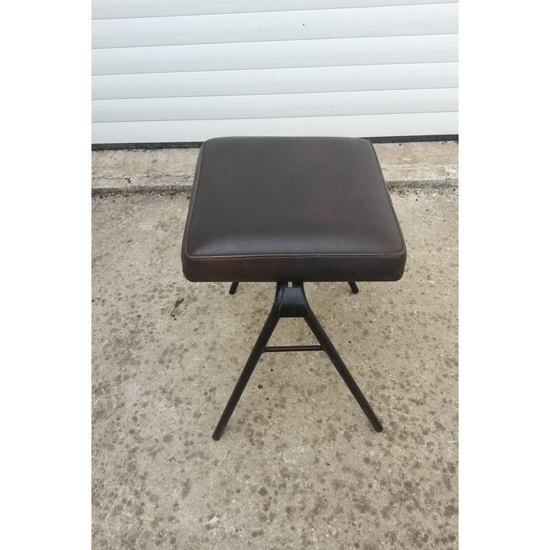 Italian Vintage black lacquered metal stool - 1950s