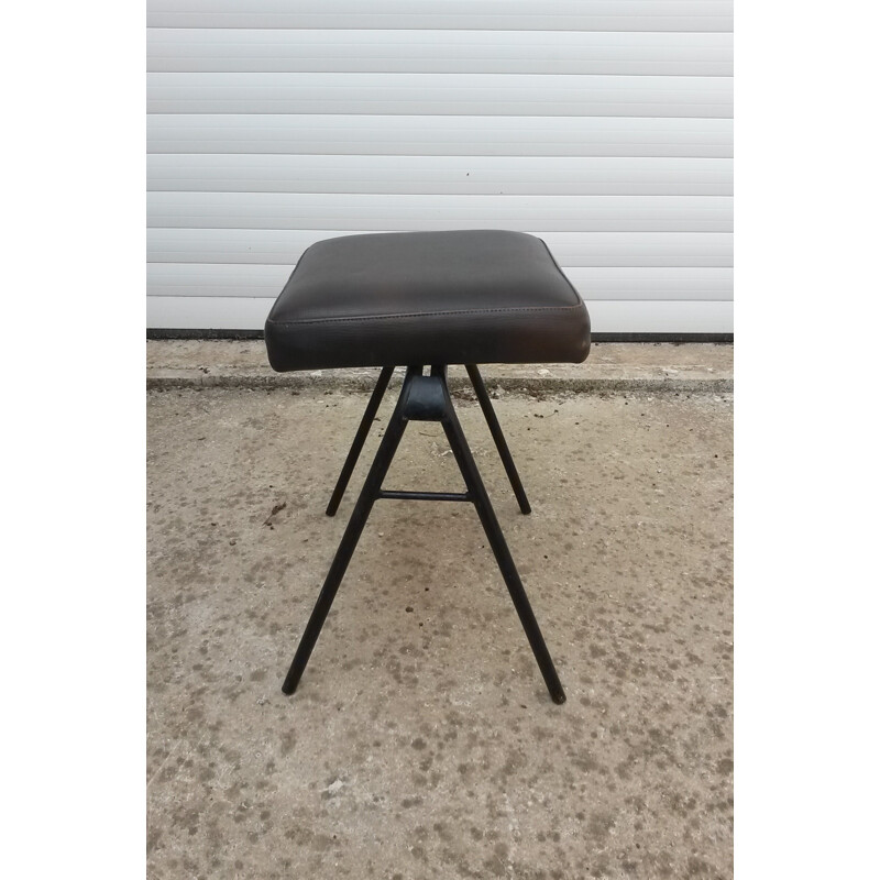 Italian Vintage black lacquered metal stool - 1950s