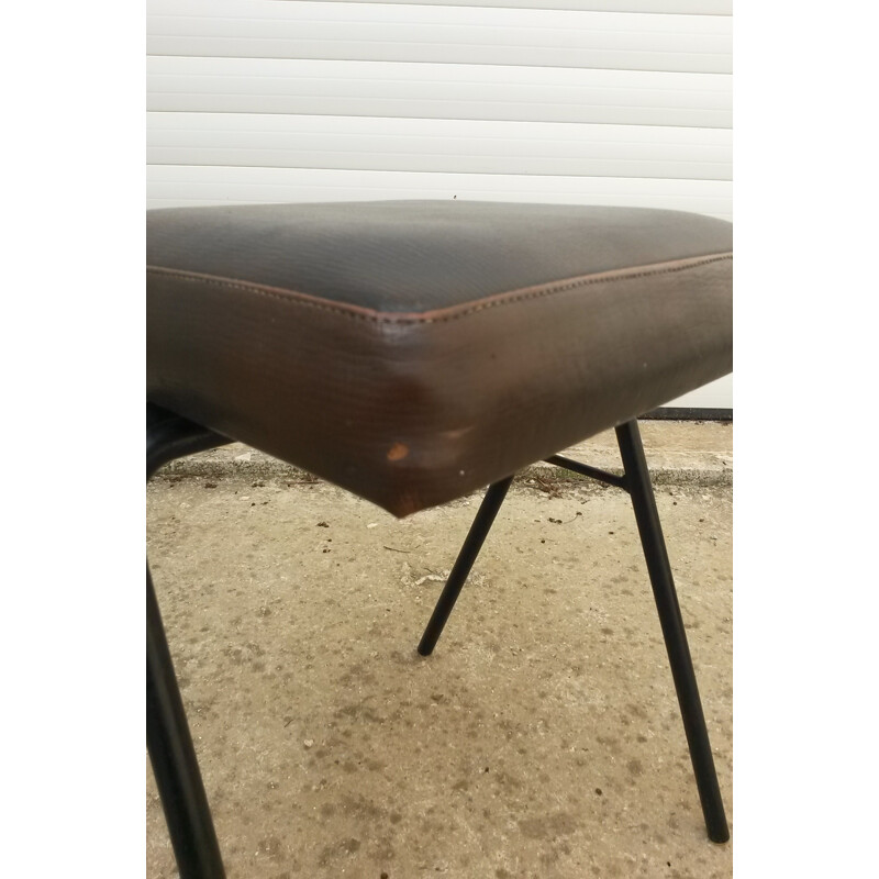 Italian Vintage black lacquered metal stool - 1950s