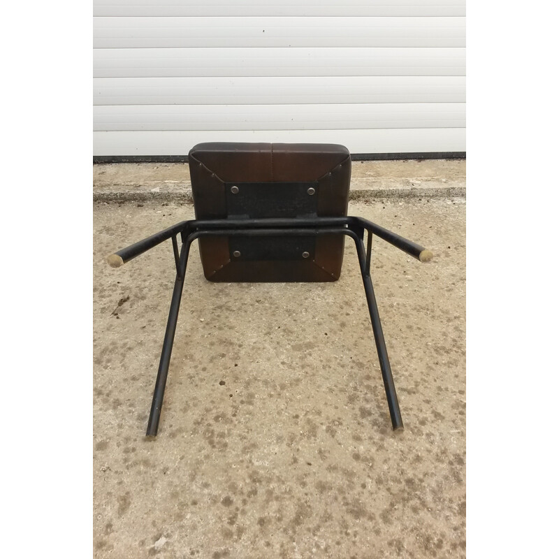 Italian Vintage black lacquered metal stool - 1950s