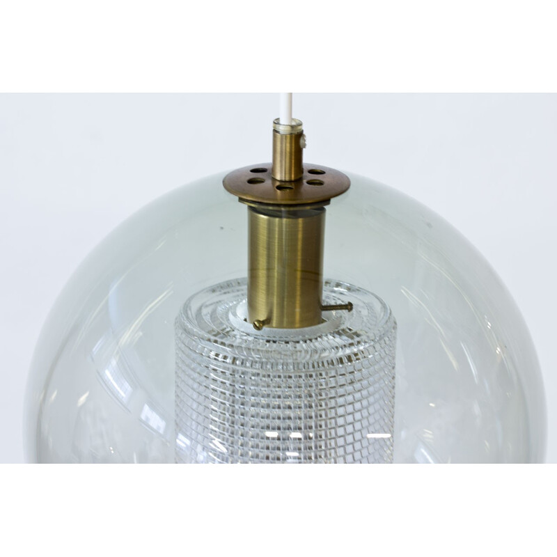 Vintage Glass & Brass Pendant Lamp by Carl Fagerlund for Orrefors - 1960s