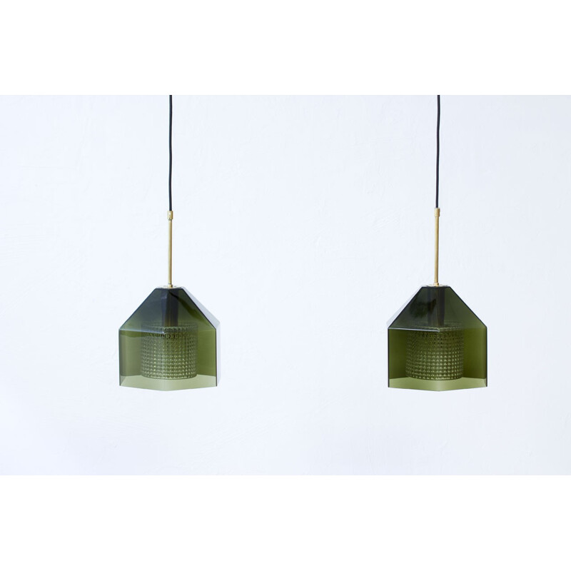 Pair of Vintage Pendants lamps by Carl Fagerlund for Orrefors - 1960s