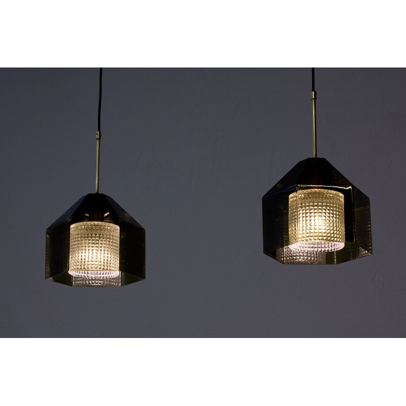 Pair of Vintage Pendants lamps by Carl Fagerlund for Orrefors - 1960s