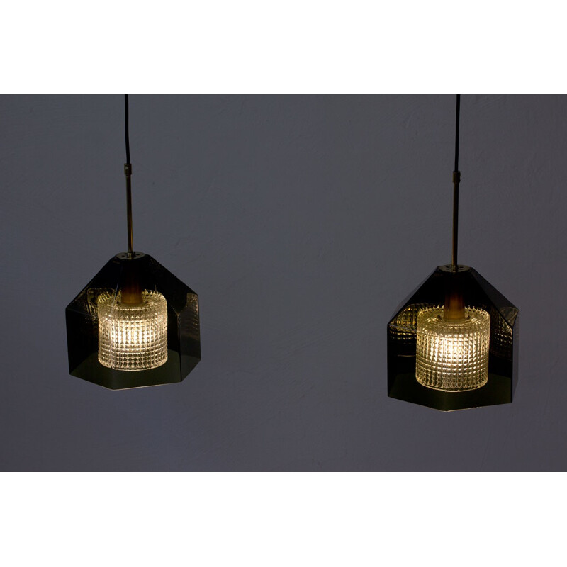 Pair of Vintage Pendants lamps by Carl Fagerlund for Orrefors - 1960s