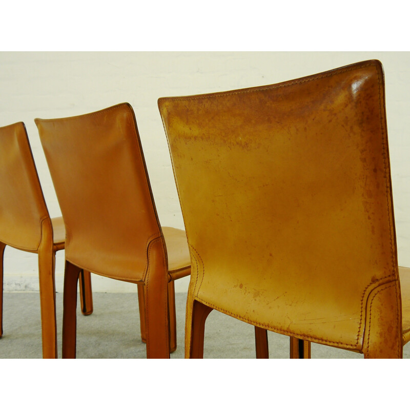 Set of 4 CAB chairs in leather, Mario BELLINI - 1970s