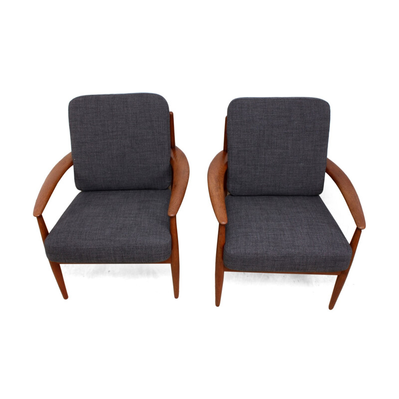 Pair of Vintage Teak Armchairs by Grete Jalk for France and Son - 1960s