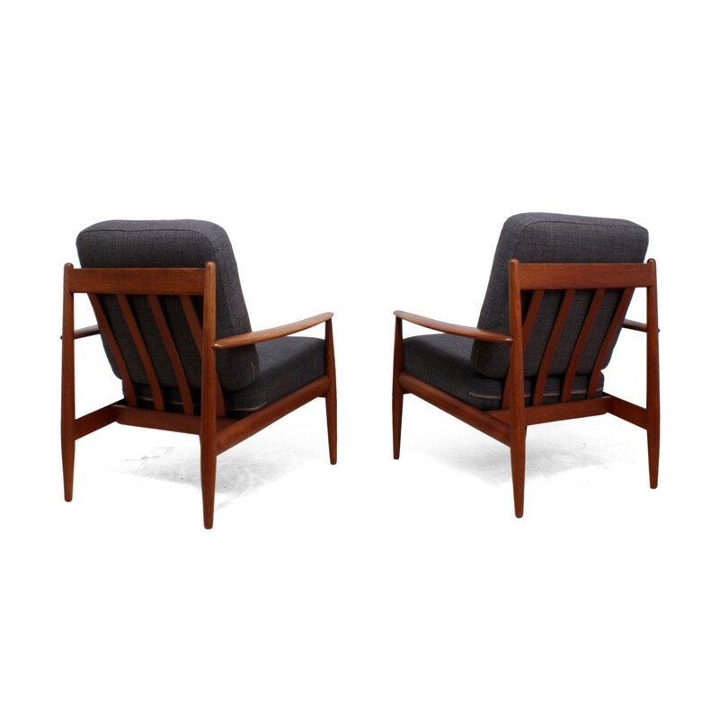 Pair of Vintage Teak Armchairs by Grete Jalk for France and Son - 1960s