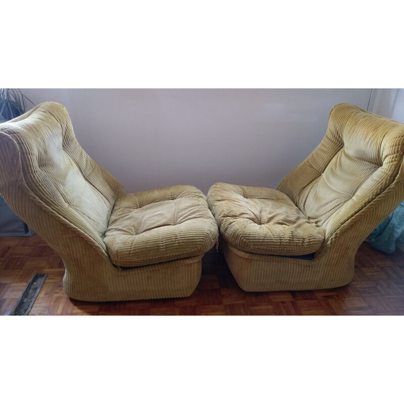 Pair of vintage French armchairs for Airborne - 1970s