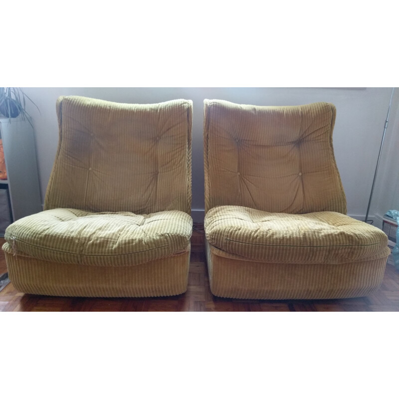 Pair of vintage French armchairs for Airborne - 1970s