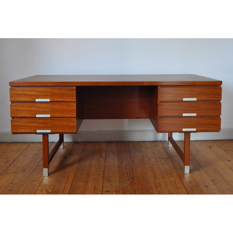 Vintage free standing teak desk model EP 401 by Kai Kristiansen for Feldballes Møbelfabrik - 1960s
