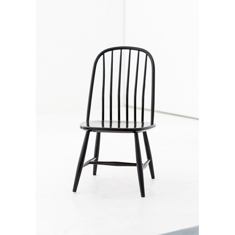 Set of 6 Swedish Dining Chairs in Black Wood by Bengt Akerblom and G. Eklöf - 1950s