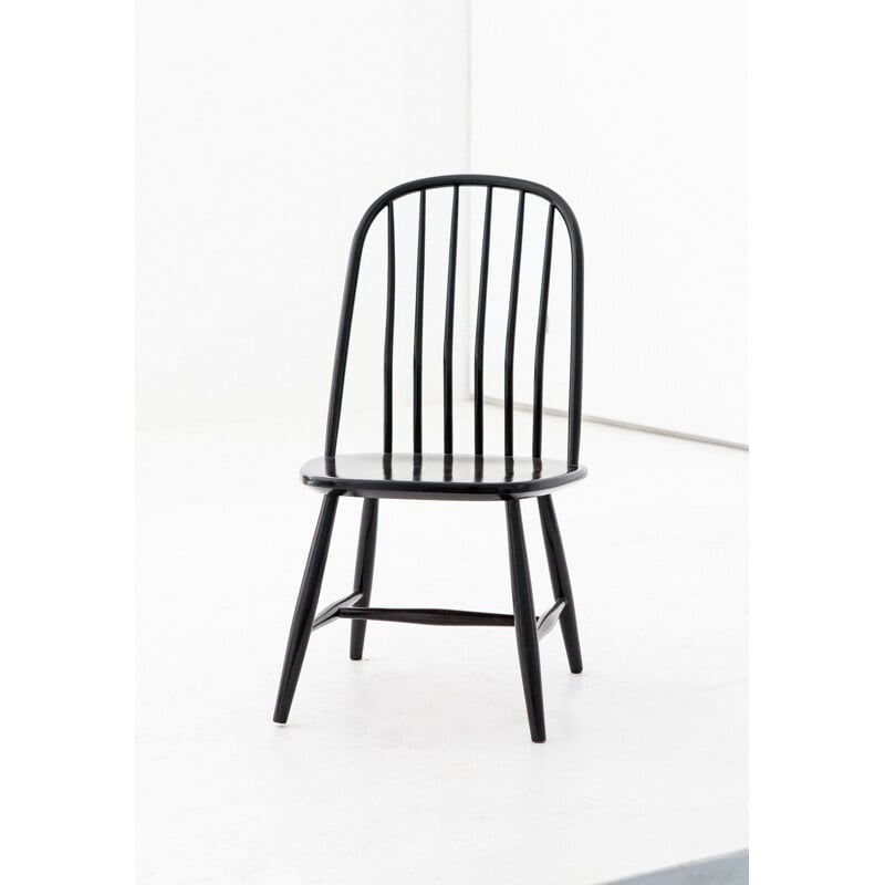 Set of 6 Swedish Dining Chairs in Black Wood by Bengt Akerblom and G. Eklöf - 1950s