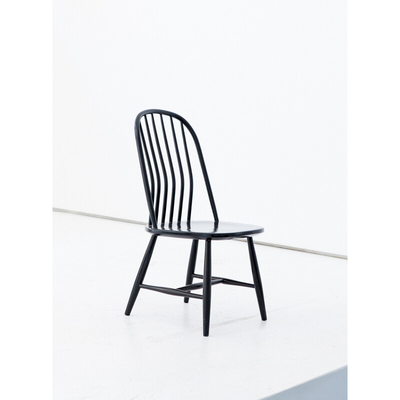 Set of 6 Swedish Dining Chairs in Black Wood by Bengt Akerblom and G. Eklöf - 1950s