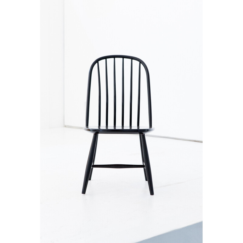 Set of 6 Swedish Dining Chairs in Black Wood by Bengt Akerblom and G. Eklöf - 1950s