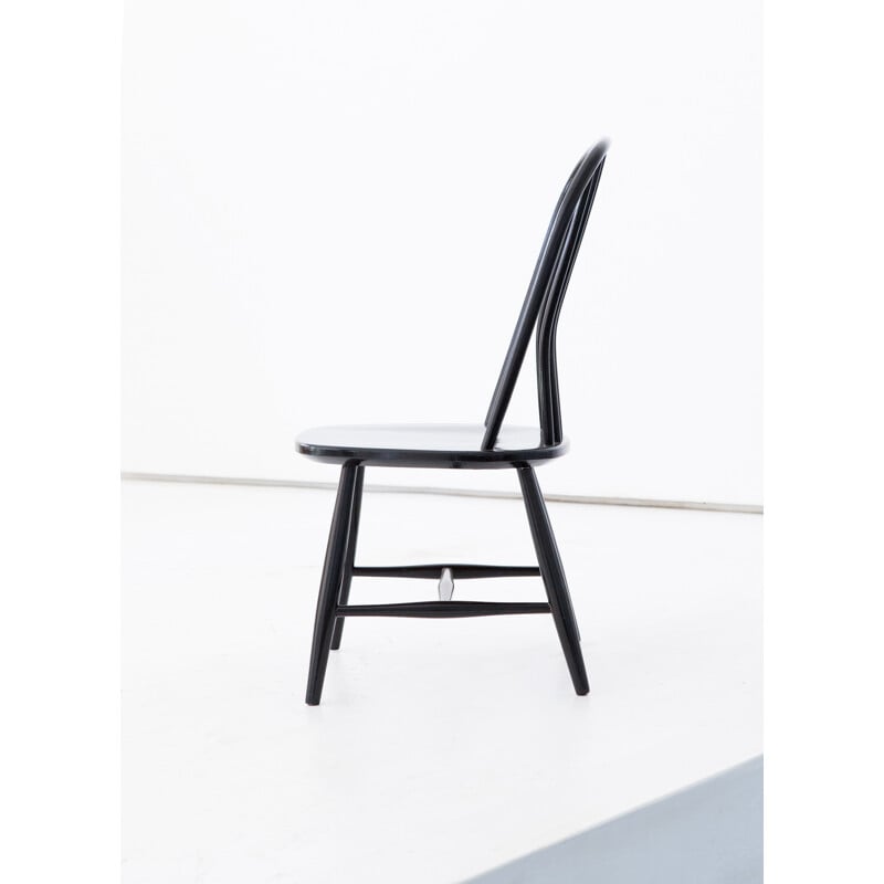 Set of 6 Swedish Dining Chairs in Black Wood by Bengt Akerblom and G. Eklöf - 1950s