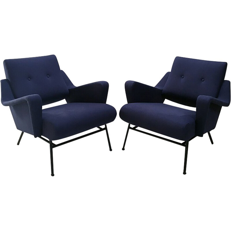 Vintage pair of french lounge chairs by Gérard Guermonprez for Magnani - 1950s