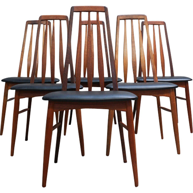 Set of 6 Eva vintage armchairs by Niels Kofoed for Koefoeds Mobelfabrik - 1960s