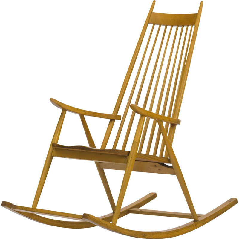 Fauteuil vintage à bascule en bois de Finlande - 1960