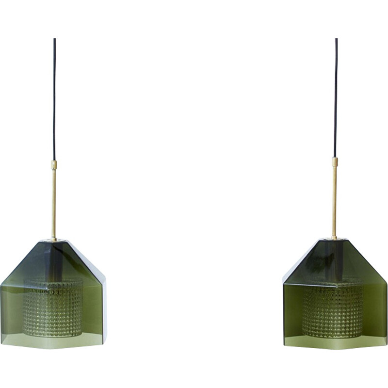 Pair of Vintage Pendants lamps by Carl Fagerlund for Orrefors - 1960s