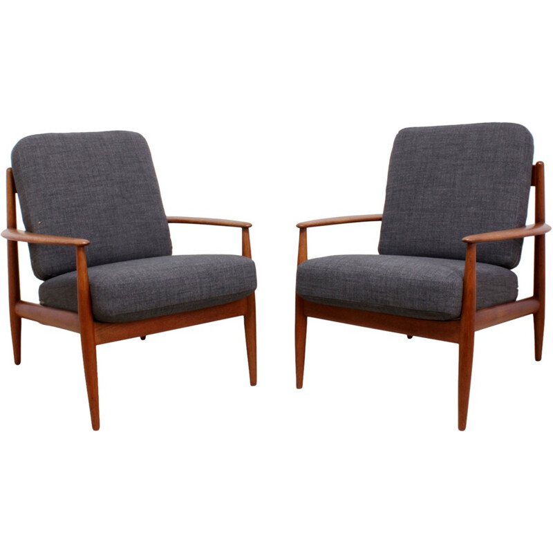 Pair of Vintage Teak Armchairs by Grete Jalk for France and Son - 1960s