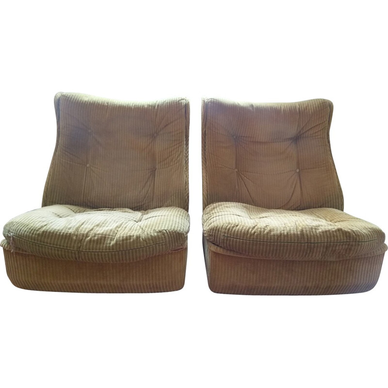 Pair of vintage French armchairs for Airborne - 1970s