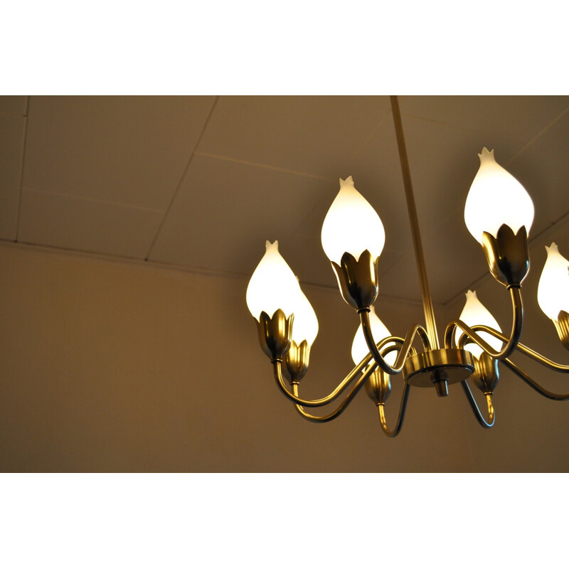 Vintage tulip chandelier by Fog & Mørup - 1950s