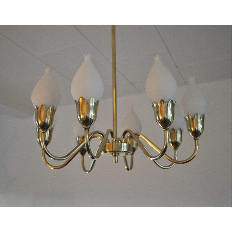 Vintage tulip chandelier by Fog & Mørup - 1950s