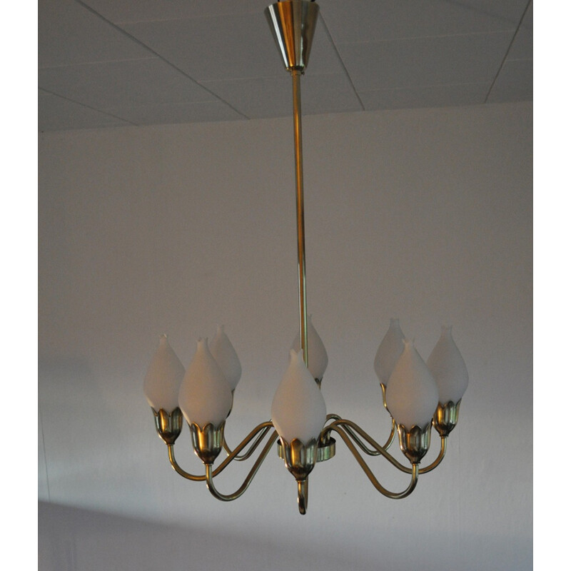 Vintage tulip chandelier by Fog & Mørup - 1950s