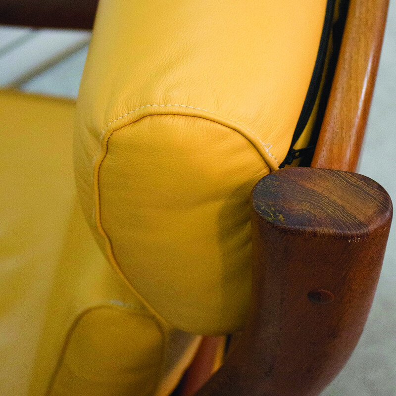 Vintage Danish teak & leather armchair by Gustav Thams for Vejen Polster - 1960s
