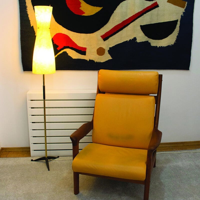 Fauteuil vintage en teck et en cuir par Gustav Thams pour Vejen Polstermobelfabrik, Danemark - 1960