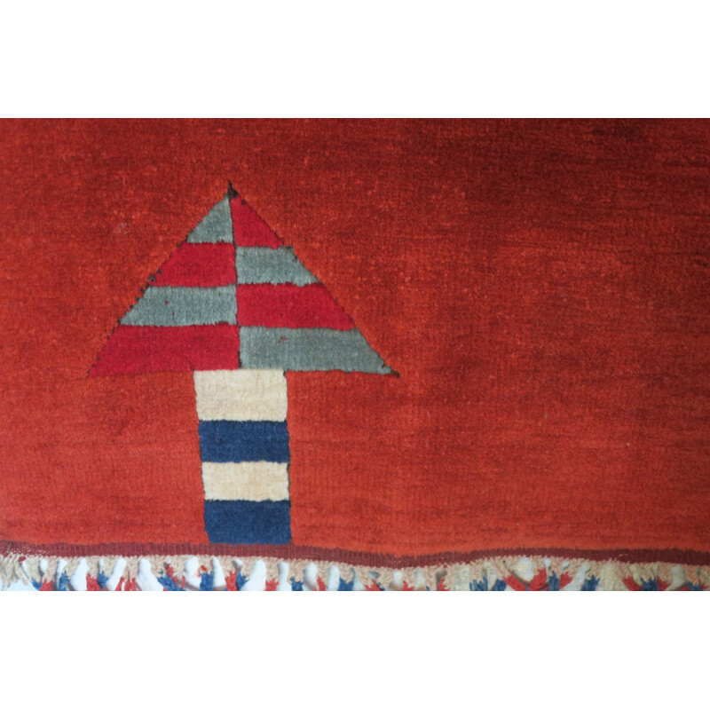 Vintage Bauhaus geometric hand-knotted rug - 1980s