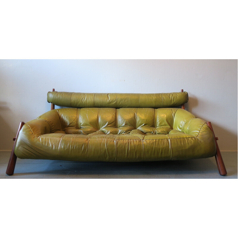 Brazilian 3-Seater Rosewood & Leather Sofa, Percival Lafer - 1974