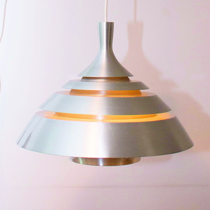 Lámpara de suspensión vintage de aluminio de Hans-Agne Jakobsson, Suecia 1960