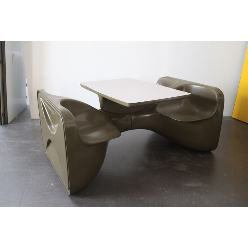 Rare green "Unibloc IV" table by Roger Landault for Steiner - 1970s