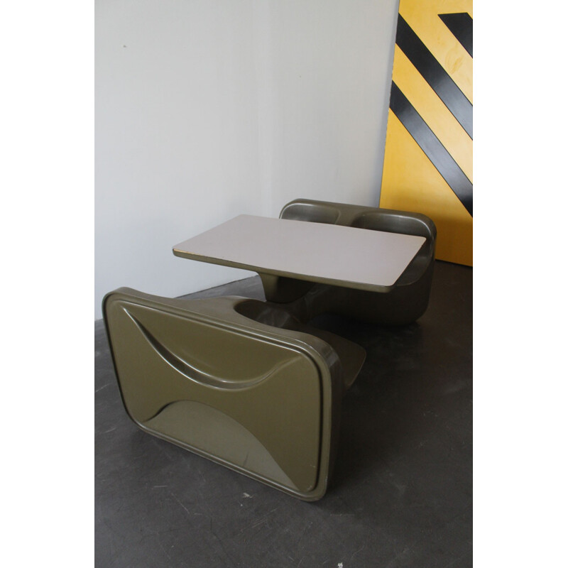 Rare green "Unibloc IV" table by Roger Landault for Steiner - 1970s