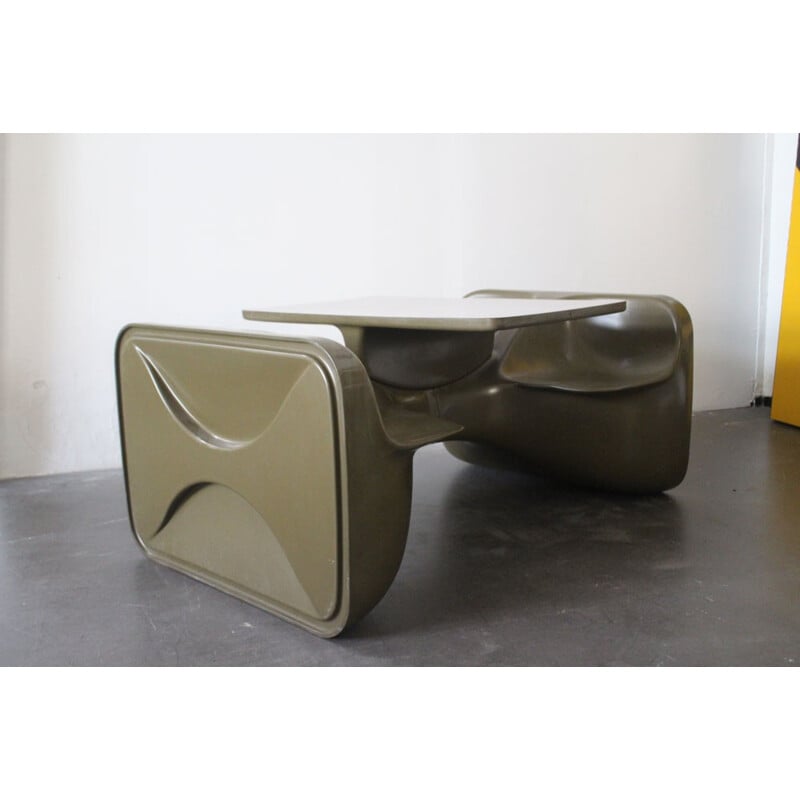 Table à repas "Unibloc IV" verte, Roger Landault pour Steiner - 1970