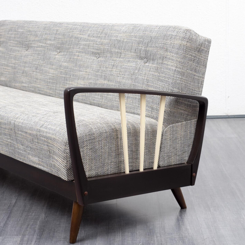 Vintage grey fold-out sofa - 1950s