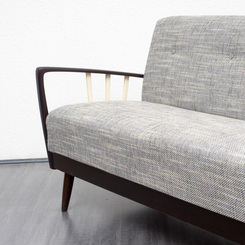 Vintage grey fold-out sofa - 1950s