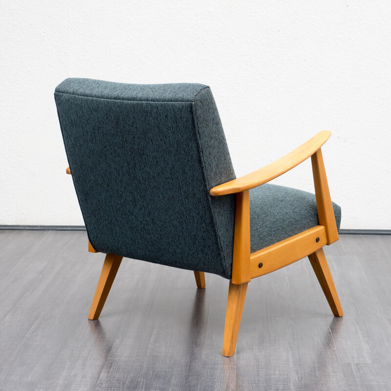 Vintage blue armchair made in ashwood - 1950s