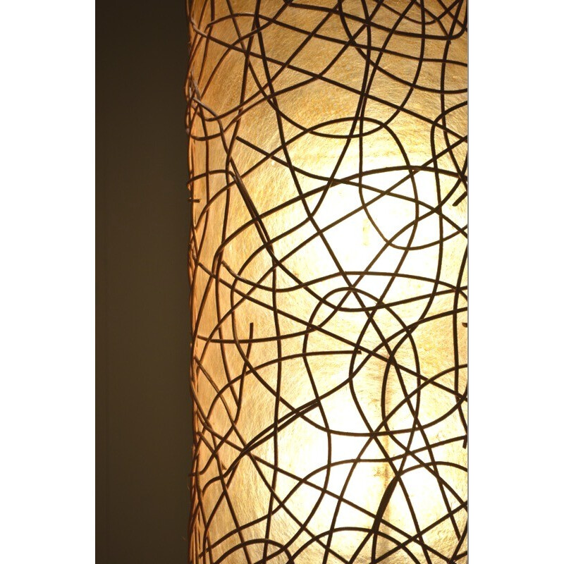 Lampe d'ambiance en fibre de verre et rotin - 1960
