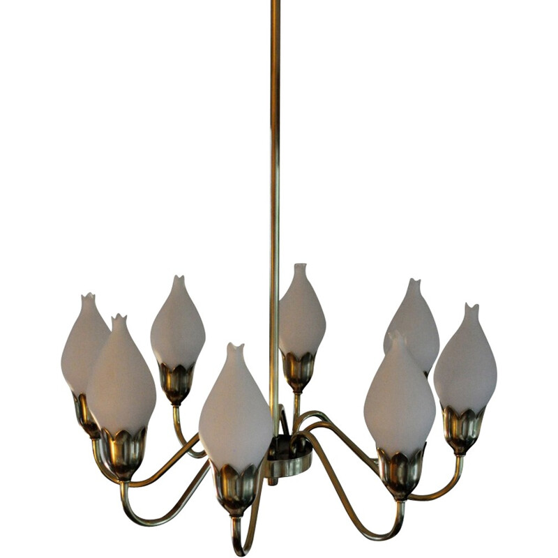 Vintage tulip chandelier by Fog & Mørup - 1950s